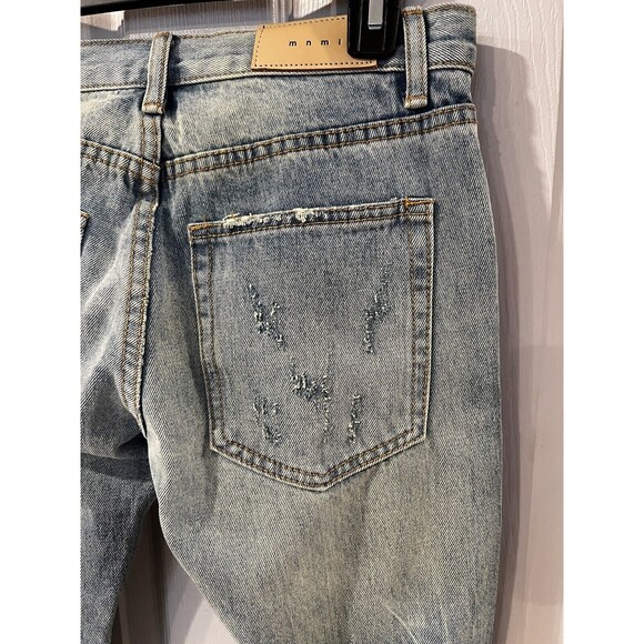 MNML Jeans Mens Sz 28 Distressed Destroyed Button Fly Slim grunge streetwear New - Picture 9 of 14